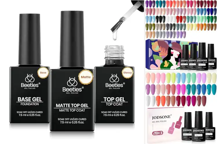 Detailed view of Best Nail Polish Kit With Base Glossy Matte Top Coat